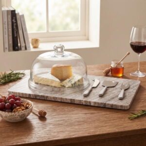 Tabla para quesos “Amherst” de piedra con cuchillos set de 5 pcs