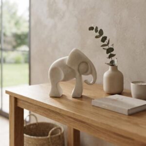 Escultura de elefante “Geary” en resina cuarzo