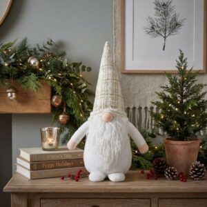 Gnomo decorativo de peluche blanco