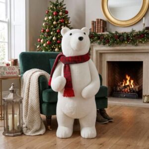 Oso polar decorativo con bufanda roja