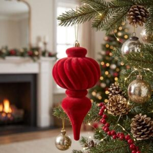 Adorno navideño colgante velvet rojo